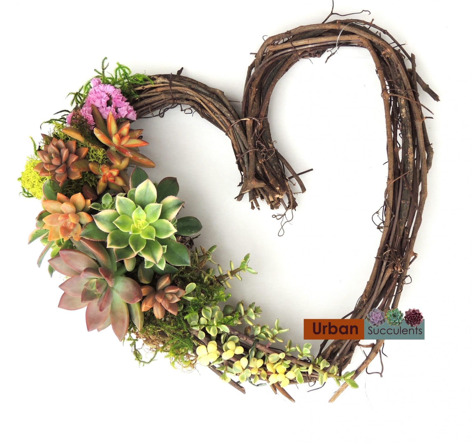 Heart Succulent Moss Wreath